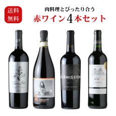 画像1: 肉料理とぴったり合う 赤ワイン4本セット（赤ワイン4本 750ml 送料無料 北海道、沖縄は1個口につき送料950円） (1)
