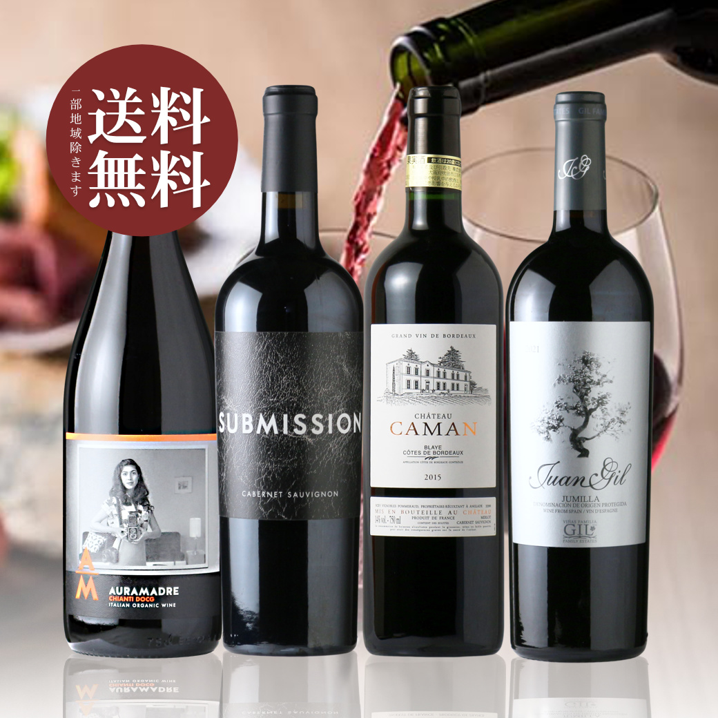 肉料理とぴったり合う 赤ワイン4本セット（赤ワイン4本 750ml 送料無料 北海道、沖縄は1個口につき送料950円）